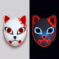 Light Up Fox Mask Halloween Accessories with LED Wire and Japanese Demon Design
