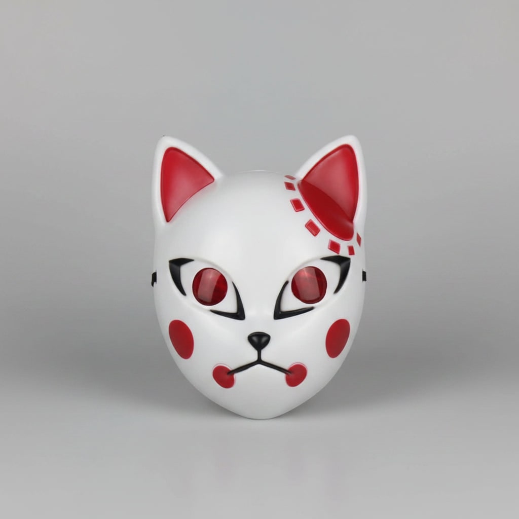 Light Up Fox Mask Halloween Accessories with LED Wire and Japanese Demon Design