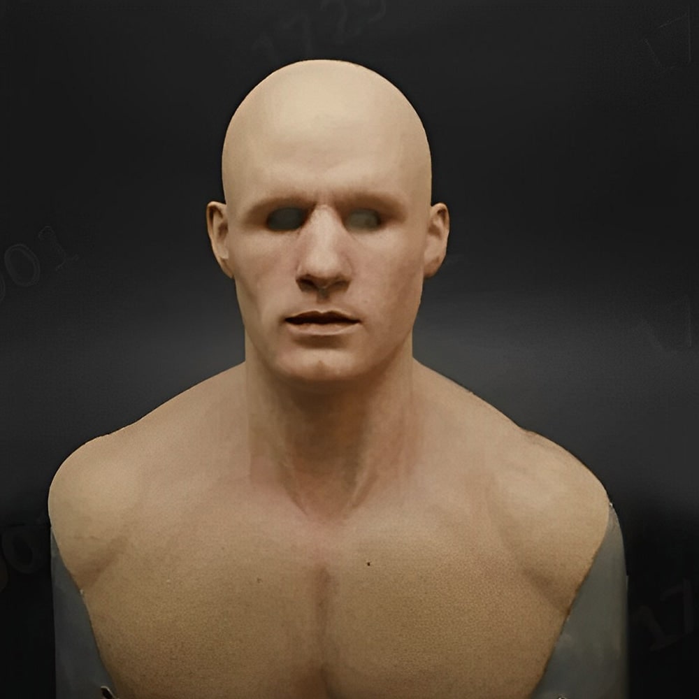 Realistic Silicone Old Man Halloween Face Mask with Moulded Wrinkles and Chest Bib