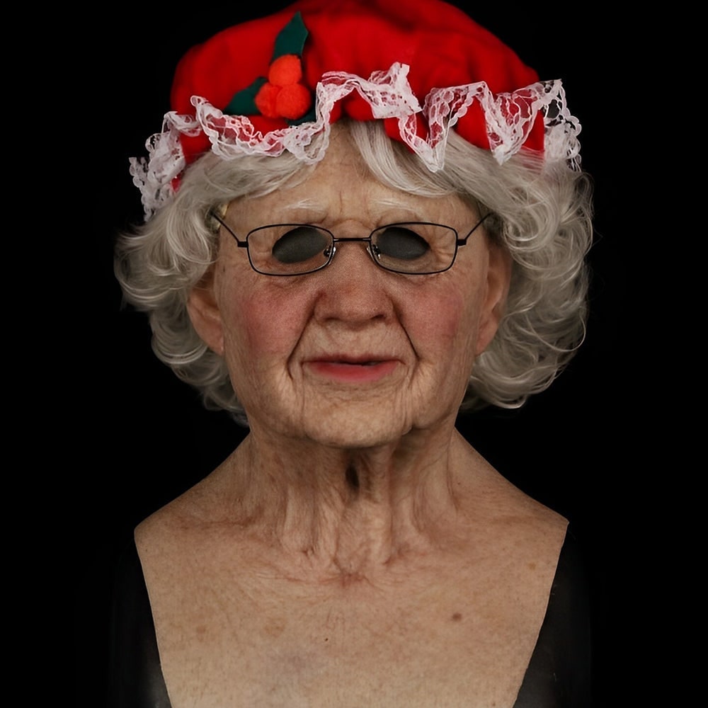 Realistic Silicone Old Man Halloween Face Mask with Moulded Wrinkles and Chest Bib