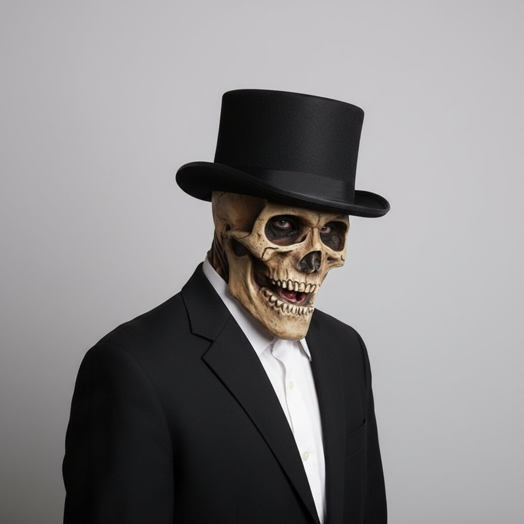 Halloween Costume Mask Full Head Latex Skull with Exposed Brain and Ribcage Detail
