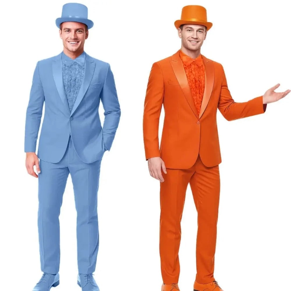 Mens Halloween Tuxedo Costume with Ruffled Shirt Bow Tie and Matching Top Hat