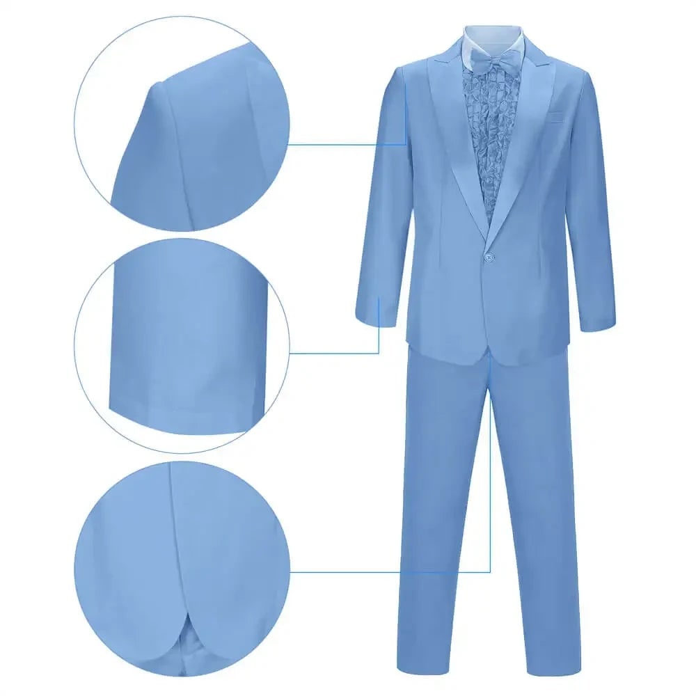 Mens Halloween Tuxedo Costume with Ruffled Shirt Bow Tie and Matching Top Hat