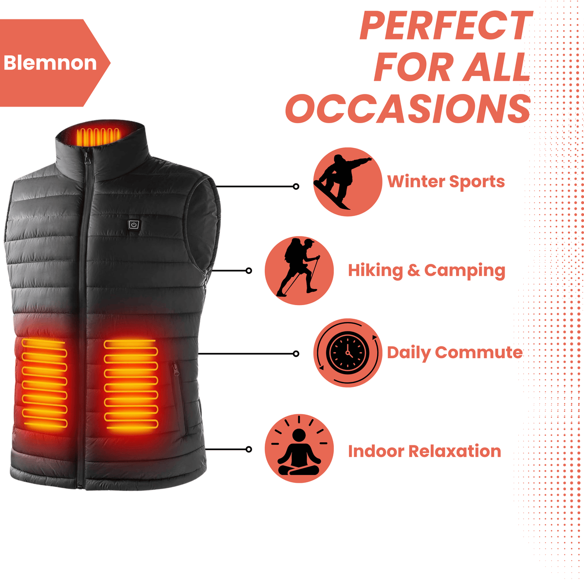 Heated Body Warmer Men's Gilet Lightweight Heated Vest with Adjustable Heat Zones