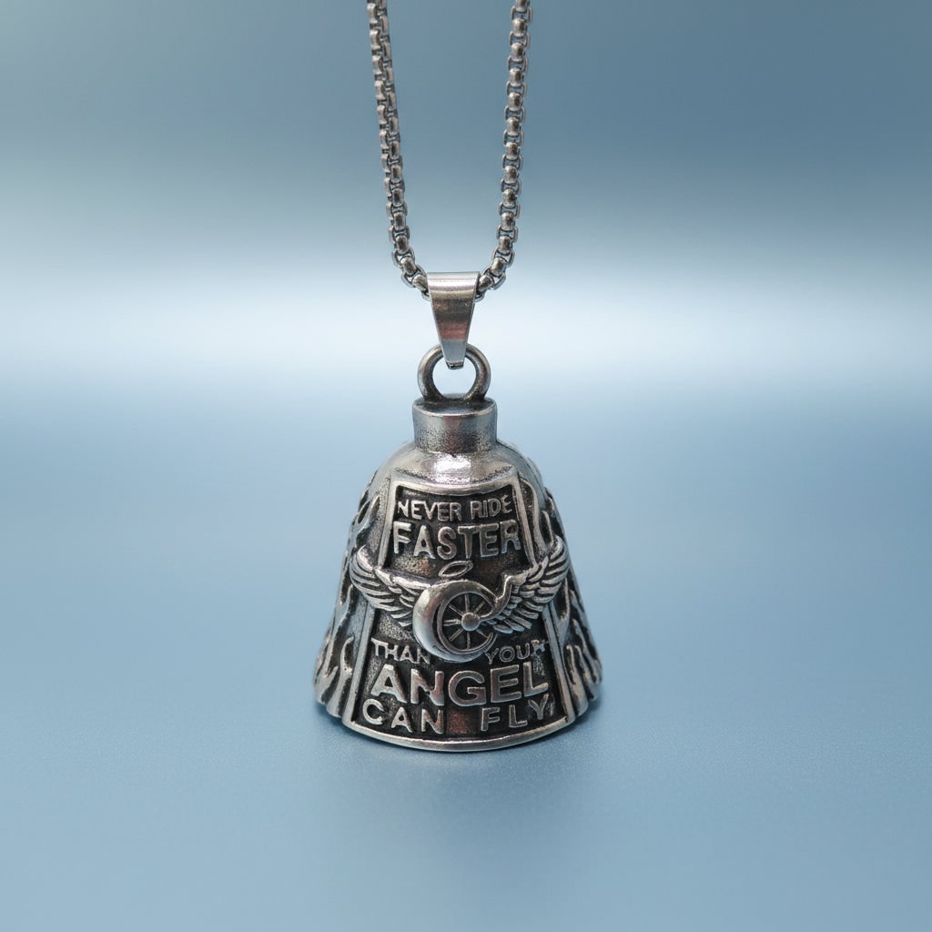 Halloween Motorcycle Guardian Bell Charm Accessories with Winged Wheel Keyring