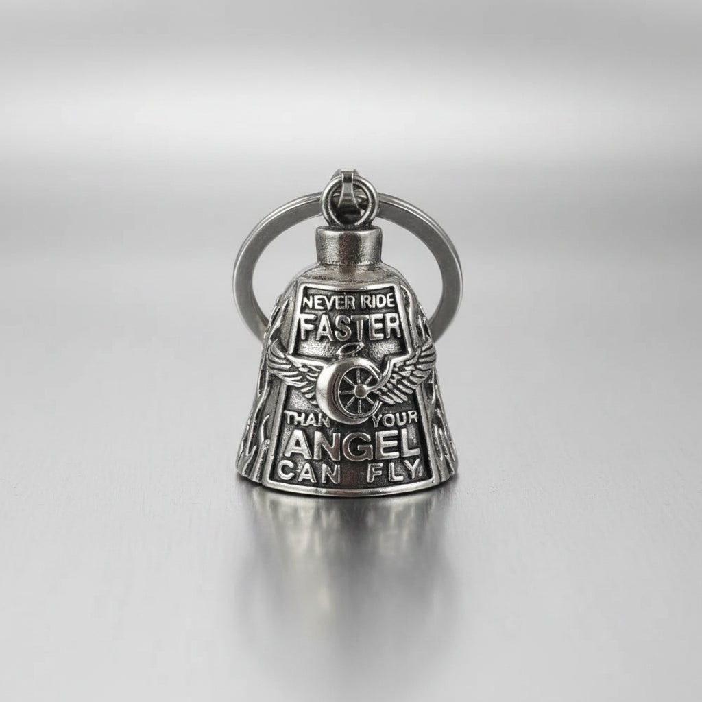 Halloween Motorcycle Guardian Bell Charm Accessories with Winged Wheel Keyring