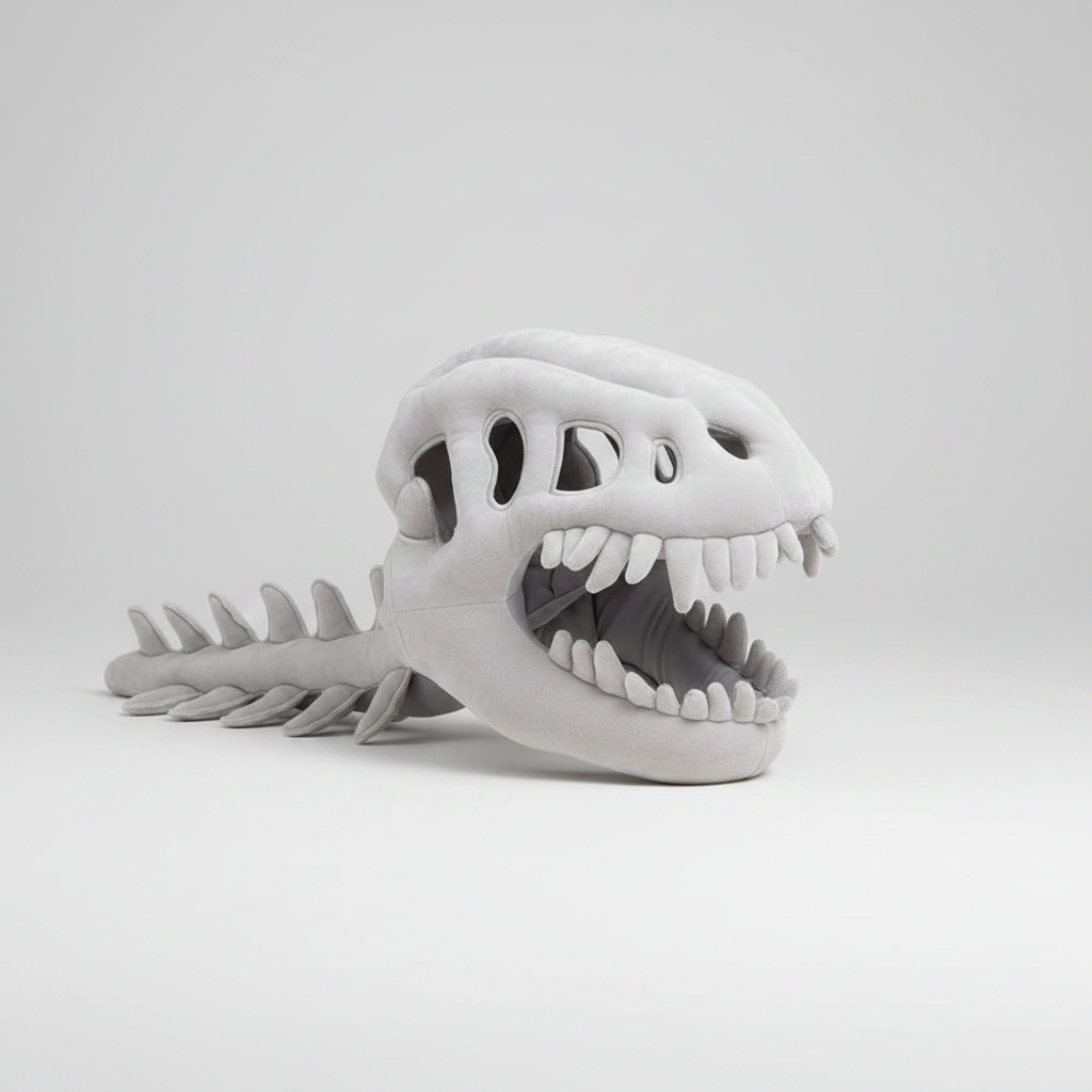 Plush Dinosaur Halloween Costume Beanie Hat with Skull Teeth and Flexible Spine Tail