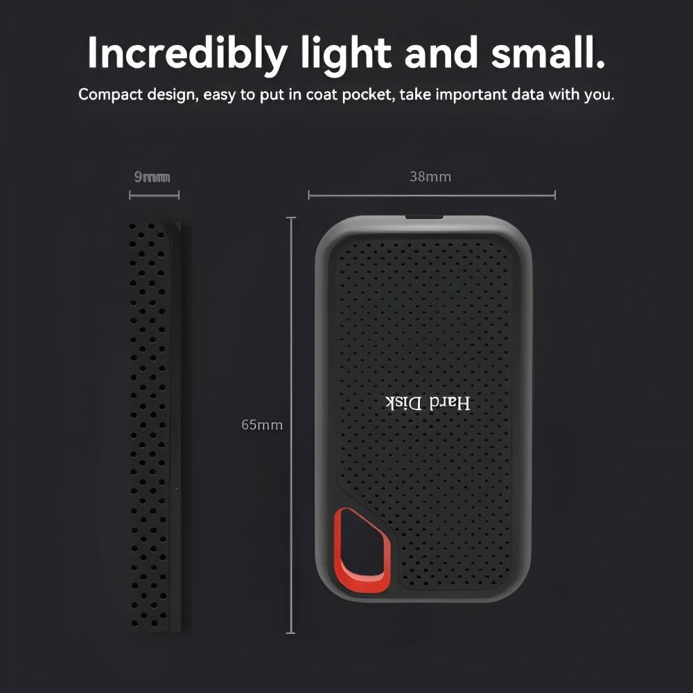 SSD External Hard Drive Portable Shockproof Storage with USB 3.2 Type C and Metal Case