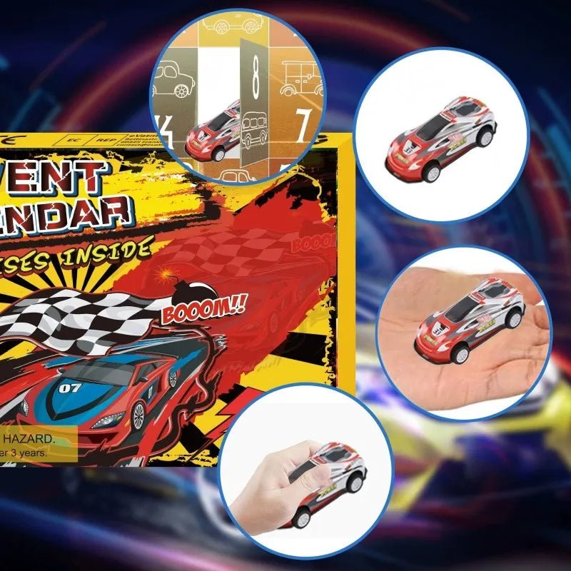 Advent Calendar Race Cars with 24 Mini Vehicles and Track