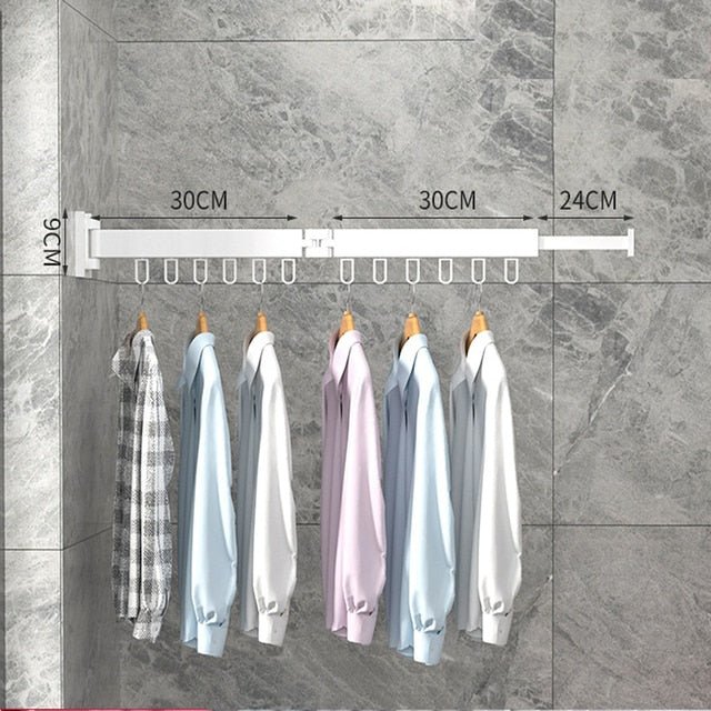 Retractable Wall Mounted Drying Rack Folding Indoor Clothes Hanger in Black or White