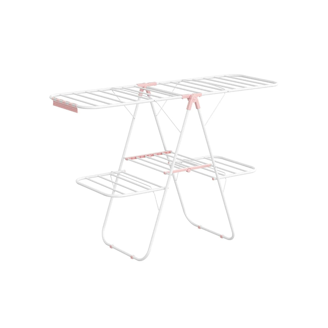 Foldable Clothes Drying Rack 2 Level Airer with 33 Rails and 27 Sock Clips