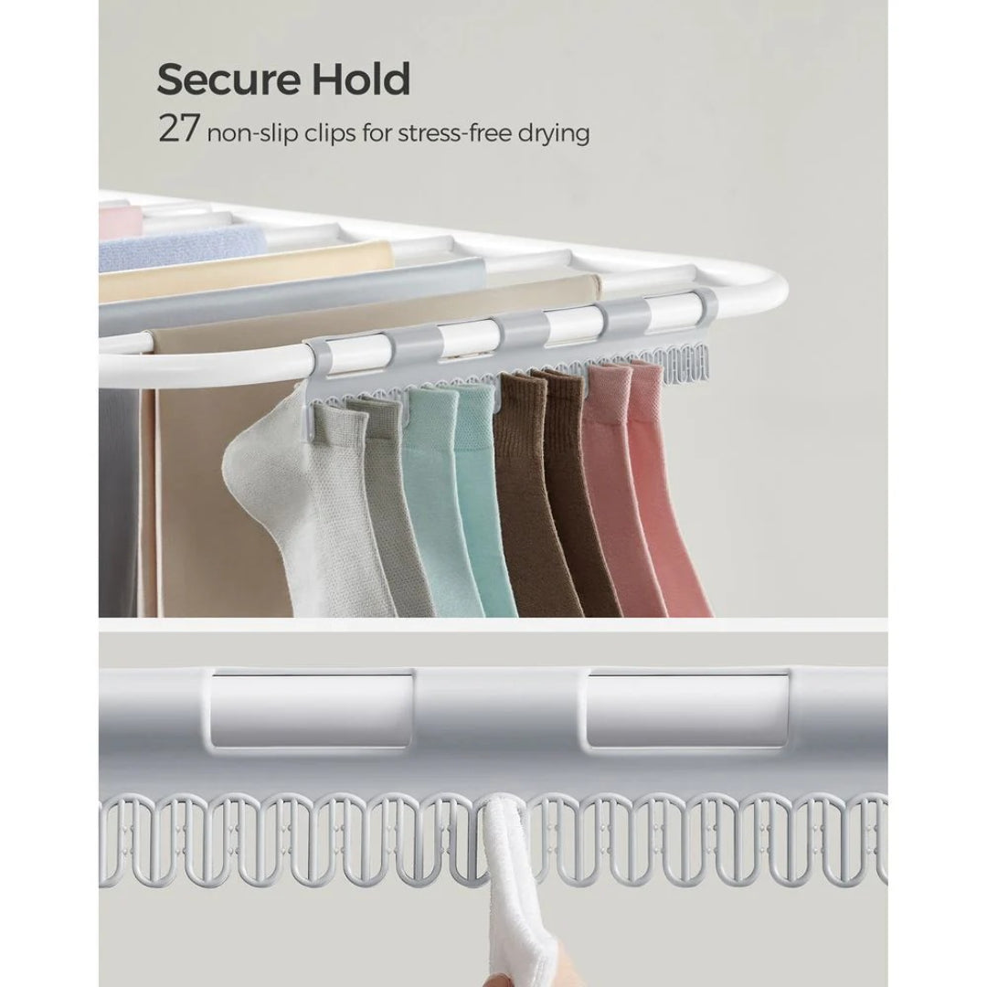 Foldable Clothes Drying Rack 2 Level Airer with 33 Rails and 27 Sock Clips