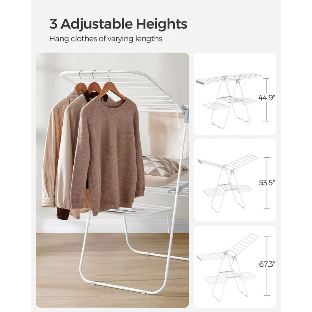 Foldable Clothes Drying Rack 2 Level Airer with 33 Rails and 27 Sock Clips