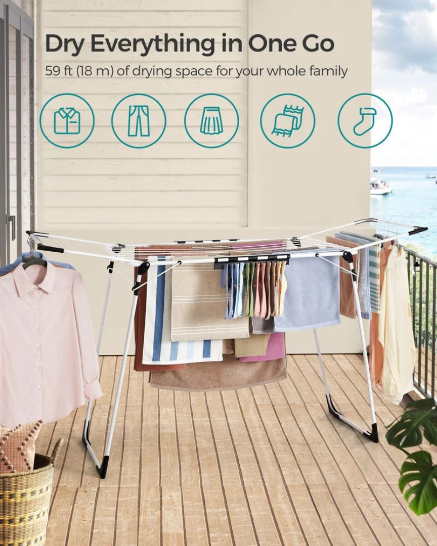 Laundry Clothes Airer Foldable Winged Airer with 18m of Hanging Space in Steel