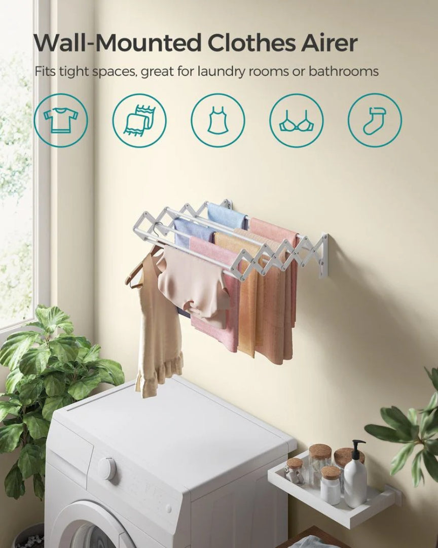Wall Mounted Airer Expandable Accordion Clothes Airer with 9 Steel Rods