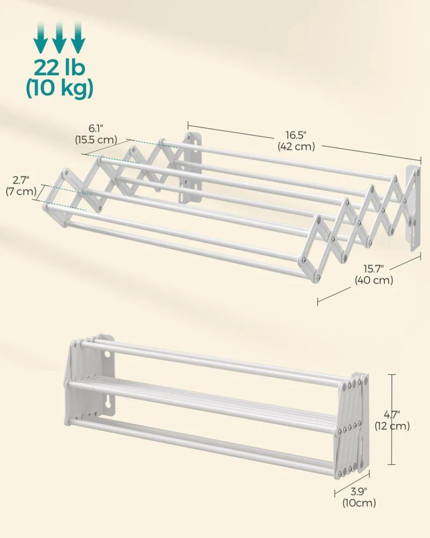 Wall Mounted Airer Expandable Accordion Clothes Airer with 9 Steel Rods