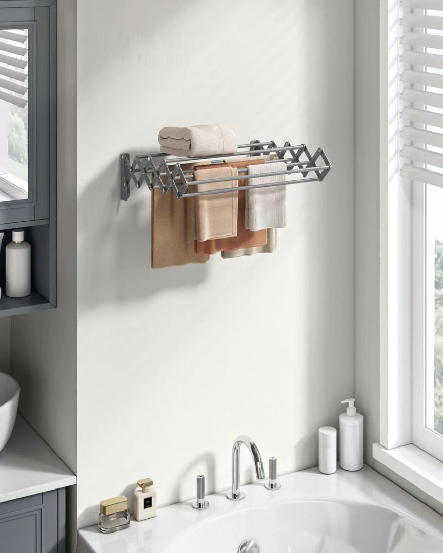 Wall Mounted Airer Expandable Accordion Clothes Airer with 9 Steel Rods