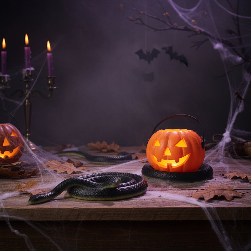 Realistic Rubber Snake Halloween Party Decorations with Textured Scales and Poseable Body