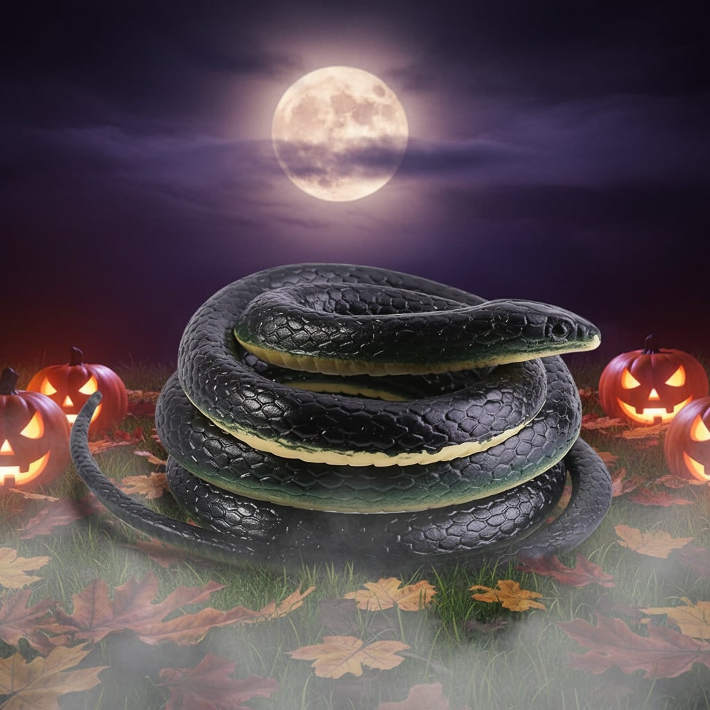 Realistic Rubber Snake Halloween Party Decorations with Textured Scales and Poseable Body
