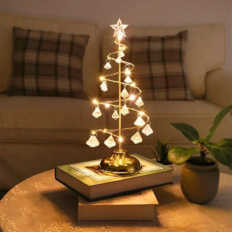 Christmas Lights Crystal Spiral Tree with a Star on Top
