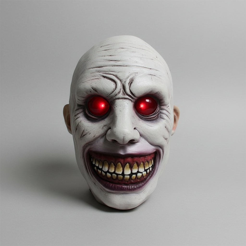 Horror Halloween Costumes Latex Mask with Light Up LED Eyes and Adjustable Strap