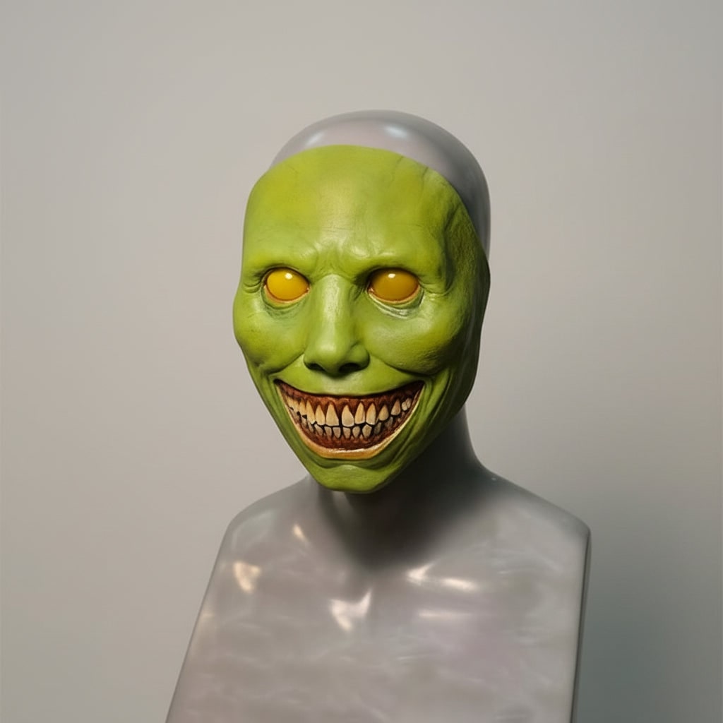 Horror Halloween Costumes Latex Mask with Light Up LED Eyes and Adjustable Strap