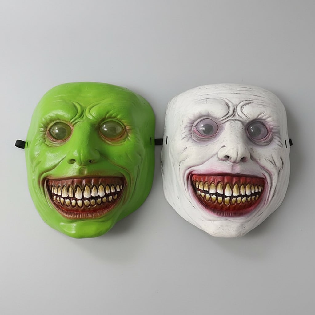 Horror Halloween Costumes Latex Mask with Light Up LED Eyes and Adjustable Strap