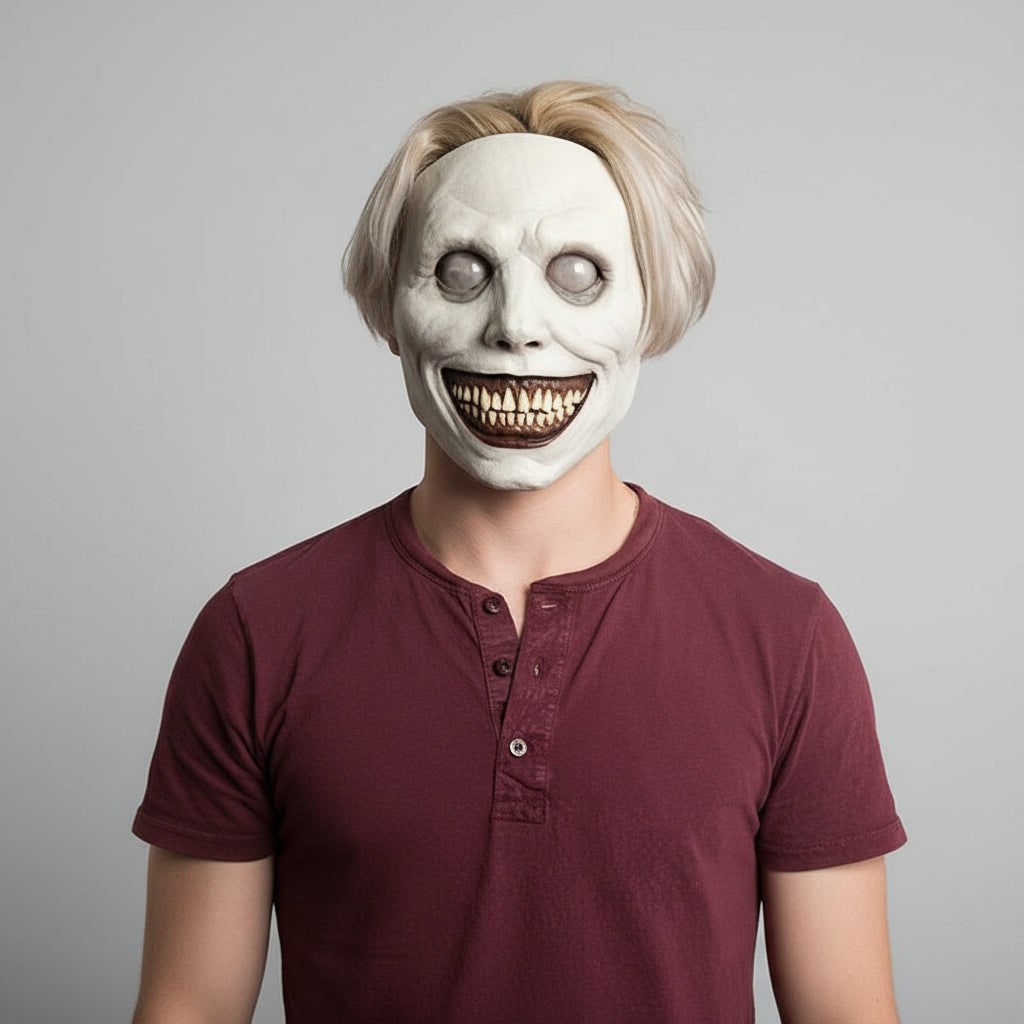 Horror Halloween Costumes Latex Mask with Light Up LED Eyes and Adjustable Strap