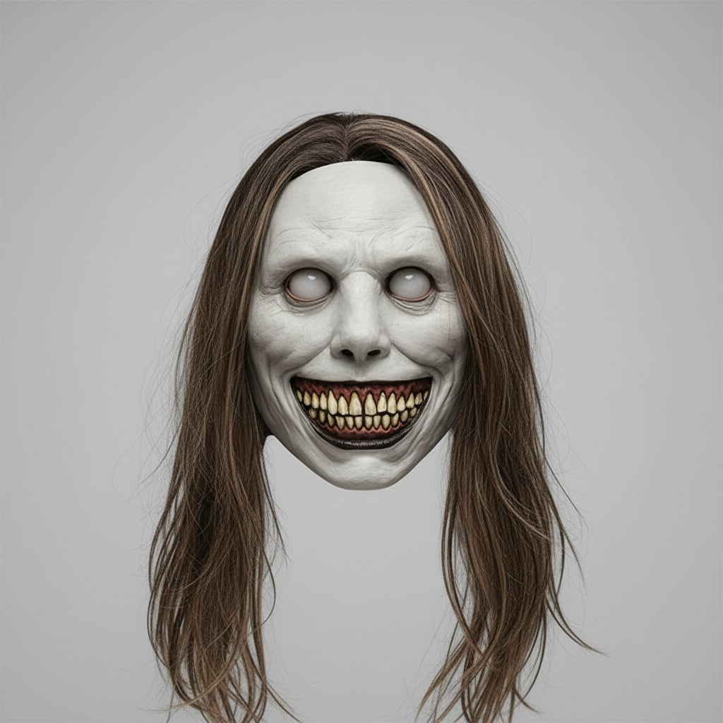 Horror Halloween Costumes Latex Mask with Light Up LED Eyes and Adjustable Strap