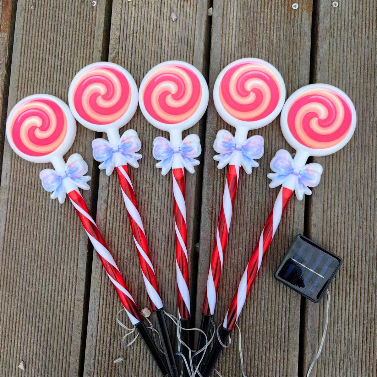 Christmas Lights Solar Lollipop Garden Stakes Waterproof in Two Colours