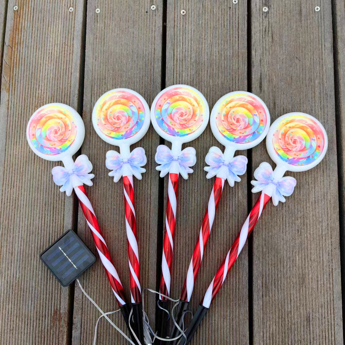 Christmas Lights Solar Lollipop Garden Stakes Waterproof in Two Colours