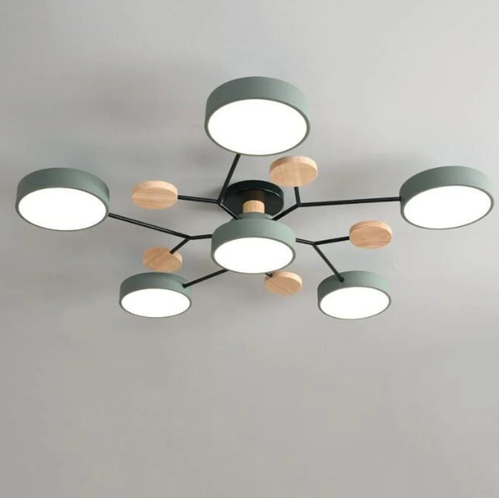 Modern LED Semi Flush Mount Ceiling Light with Halo Ring Design in Iron and Acrylic