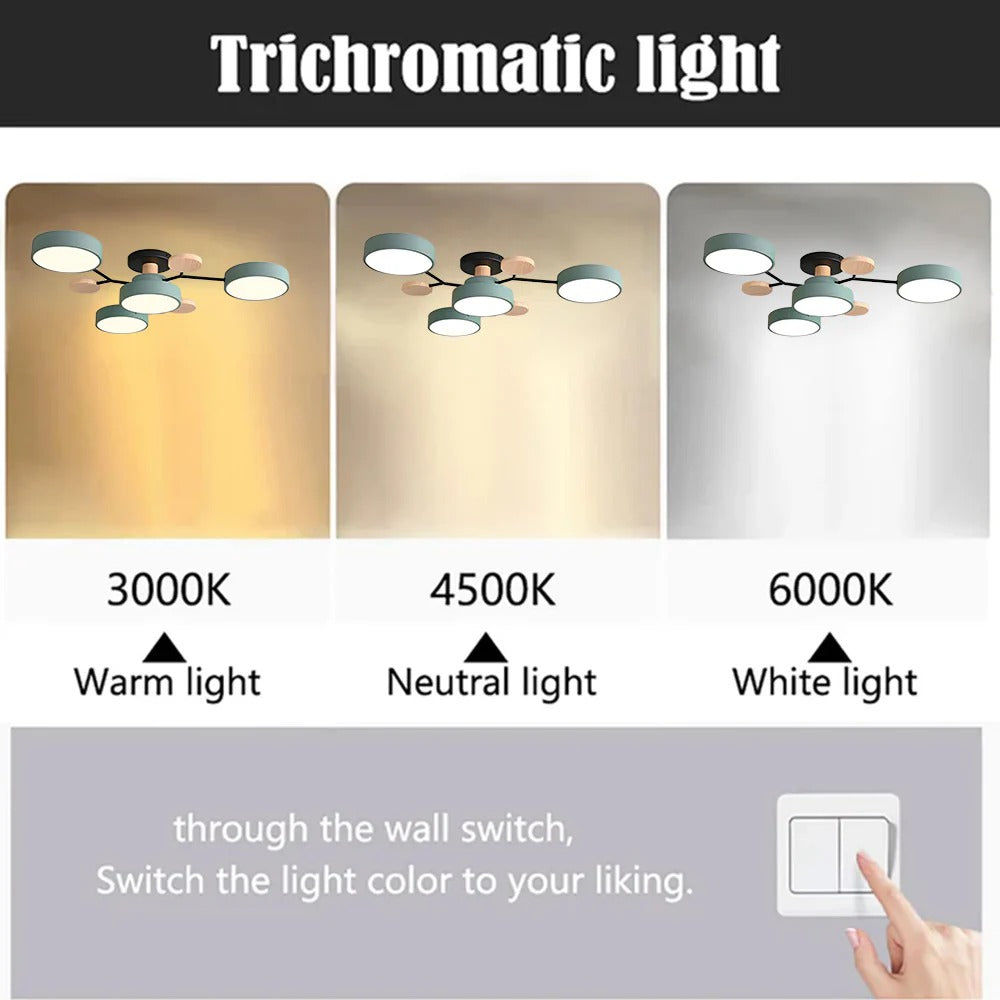 Modern LED Semi Flush Mount Ceiling Light with Halo Ring Design in Iron and Acrylic