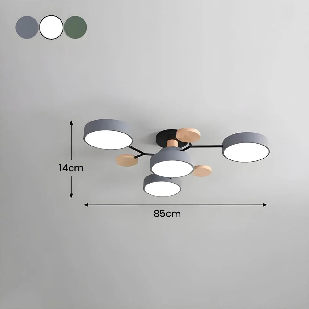 Modern LED Semi Flush Mount Ceiling Light with Halo Ring Design in Iron and Acrylic