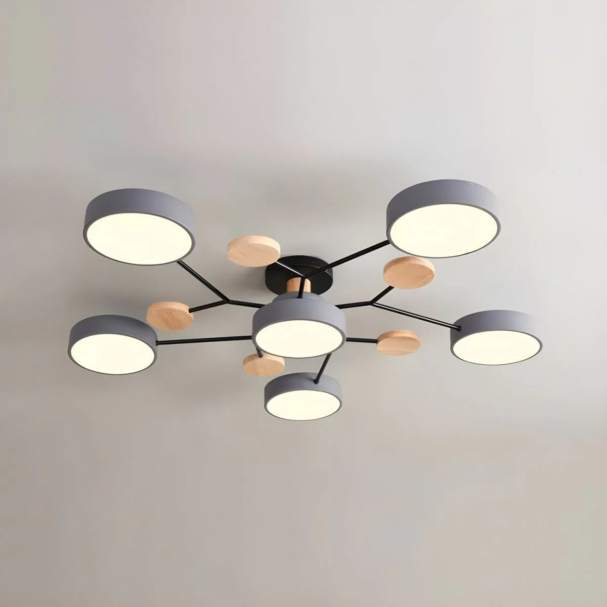 Modern LED Semi Flush Mount Ceiling Light with Halo Ring Design in Iron and Acrylic