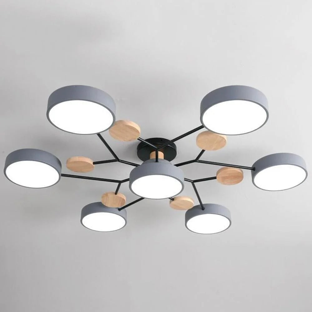 Modern LED Semi Flush Mount Ceiling Light with Halo Ring Design in Iron and Acrylic
