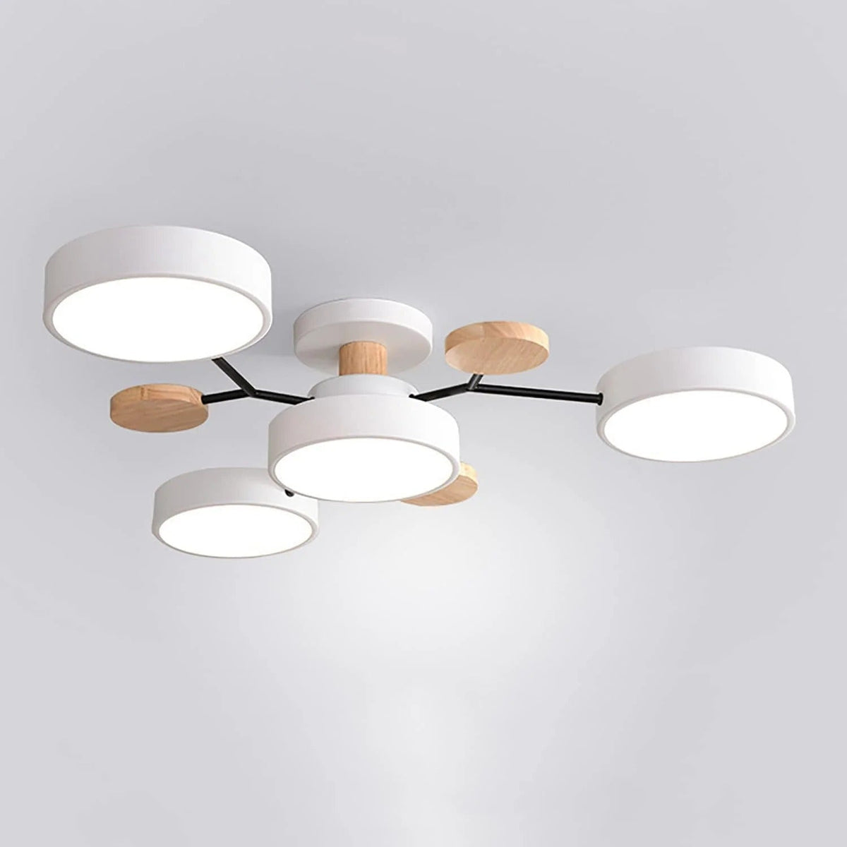 Modern LED Semi Flush Mount Ceiling Light with Halo Ring Design in Iron and Acrylic