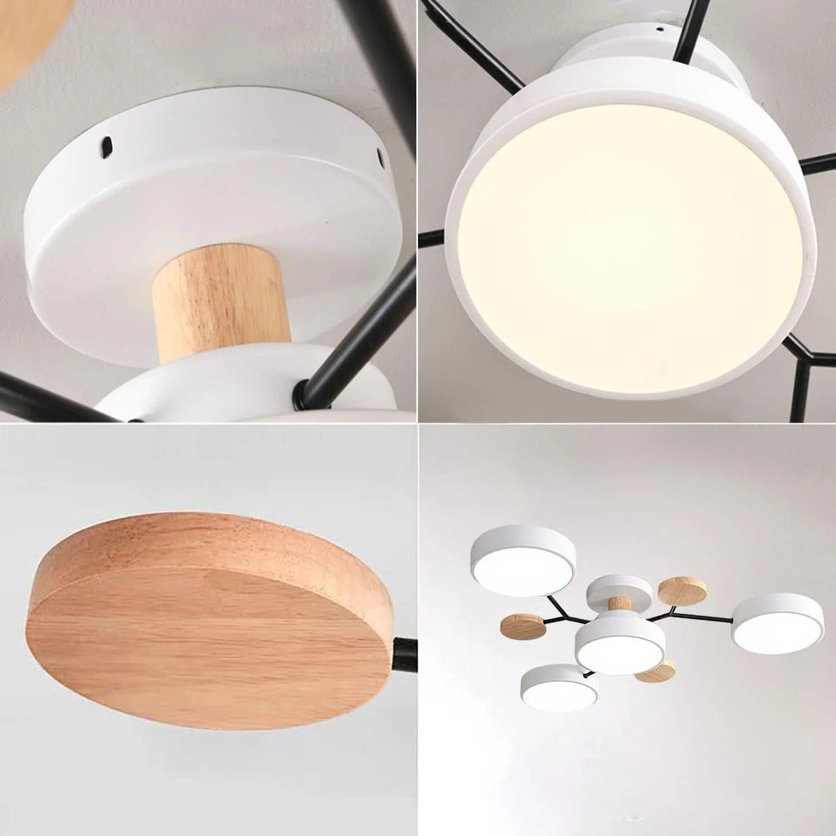 Modern LED Semi Flush Mount Ceiling Light with Halo Ring Design in Iron and Acrylic