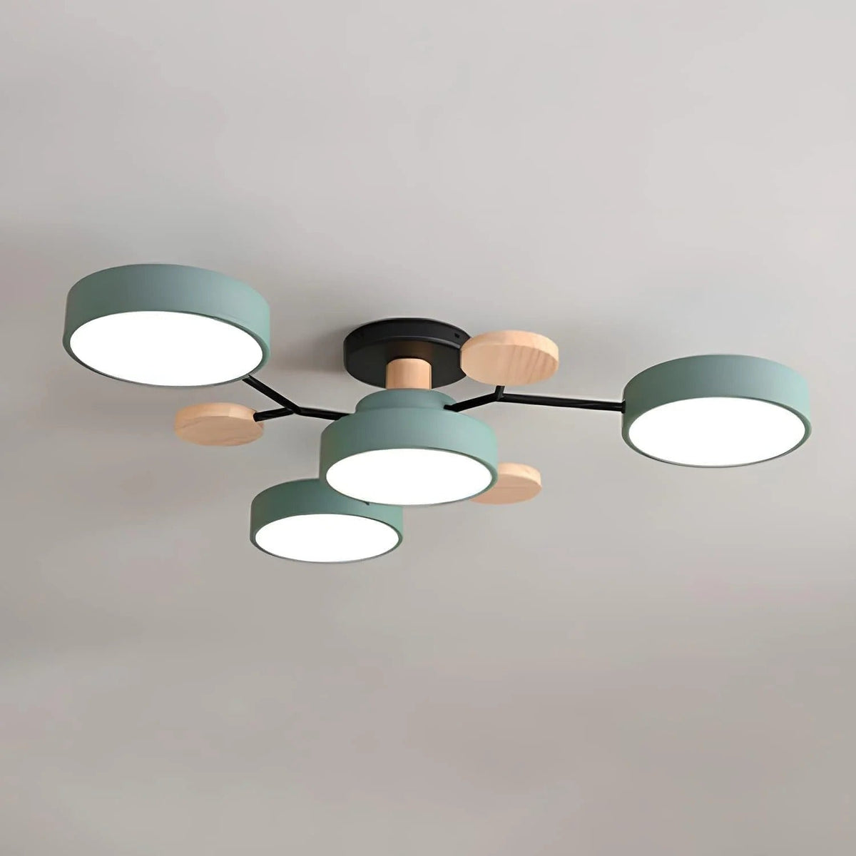 Modern LED Semi Flush Mount Ceiling Light with Halo Ring Design in Iron and Acrylic
