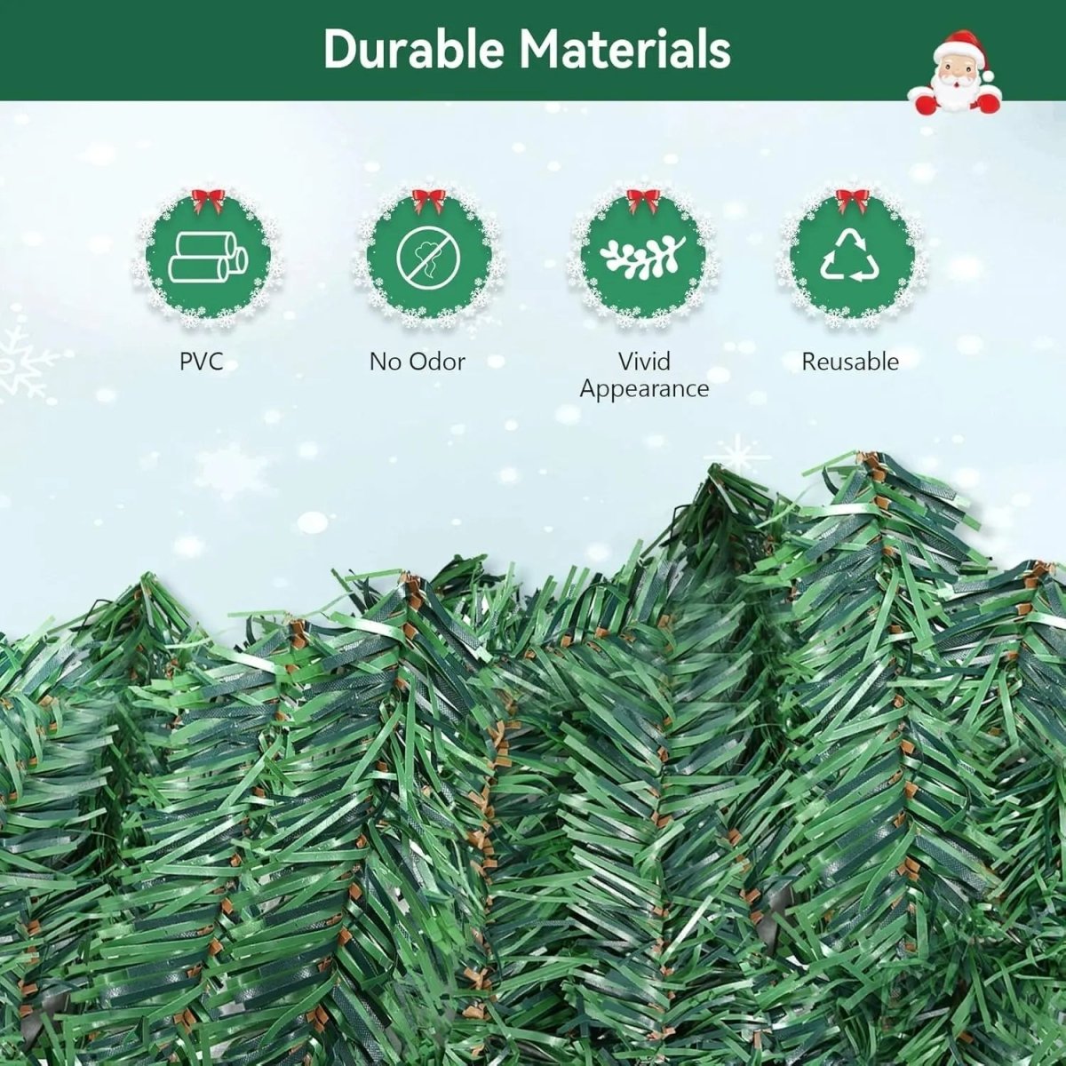 Christmas Garland 2.7 m Artificial Fir with 100 Warm White LEDs and Gloves