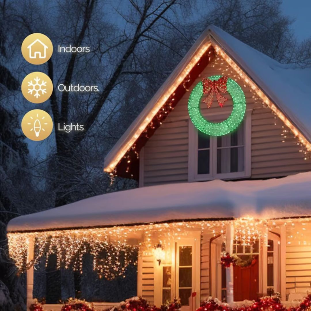 Christmas Wreath Large 40 cm with 400 Warm LEDs and Remote for Outdoors