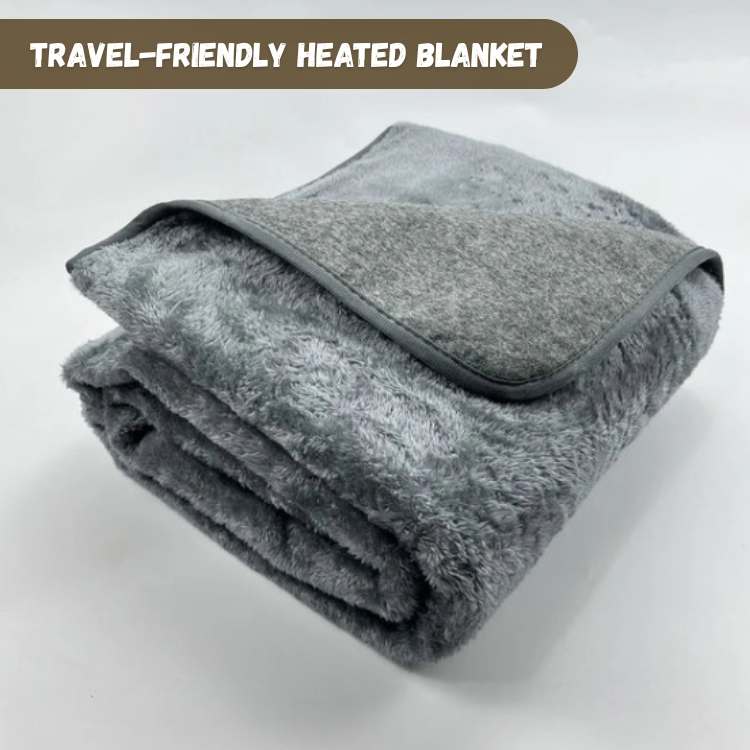Electric Blanket Heated Travel Throw with Compact Fold and Adjustable Warmth