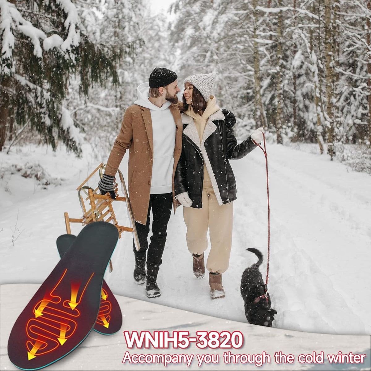 Rechargeable Heated Insoles Wireless Foot Warmers with Adjustable Warmth for Winter