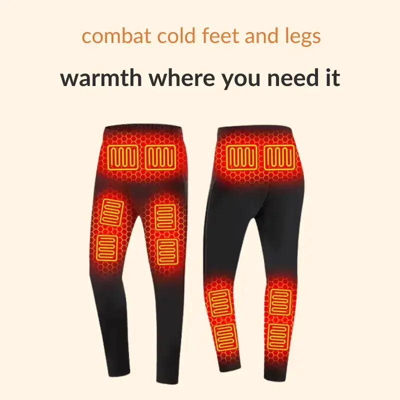 Heated Thermal Underwear Unisex Rechargeable Base Layer with Adjustable Heat Zones