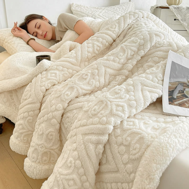 Embossed Weighted Blanket Reversible Fleece Bed Cover in Six Pastel Colourways
