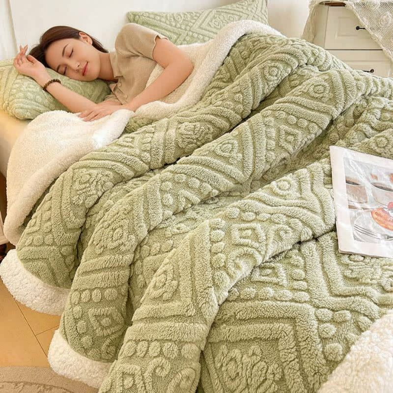 Embossed Weighted Blanket Reversible Fleece Bed Cover in Six Pastel Colourways