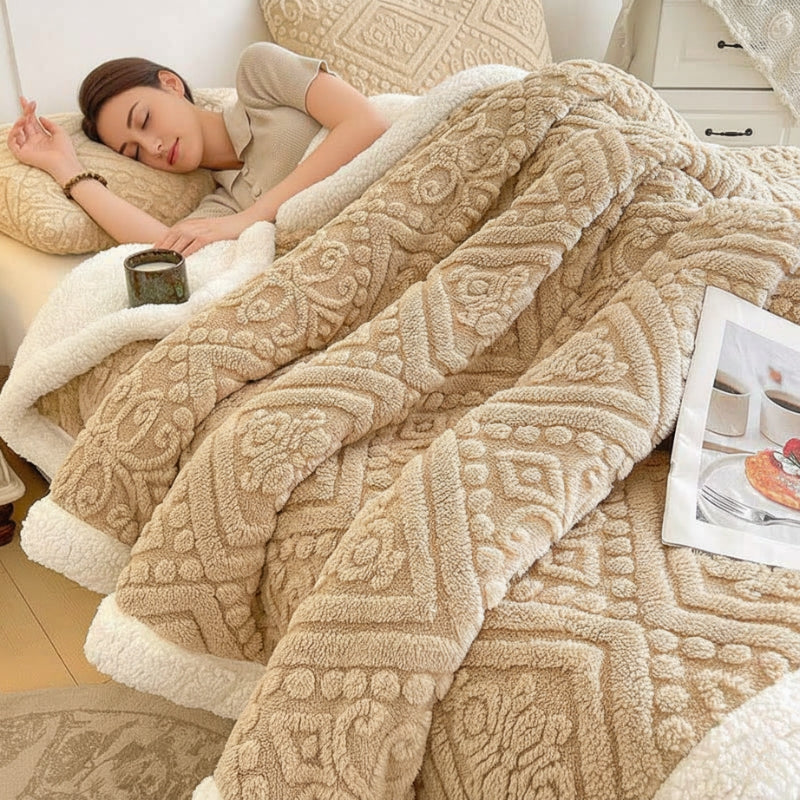 Embossed Weighted Blanket Reversible Fleece Bed Cover in Six Pastel Colourways