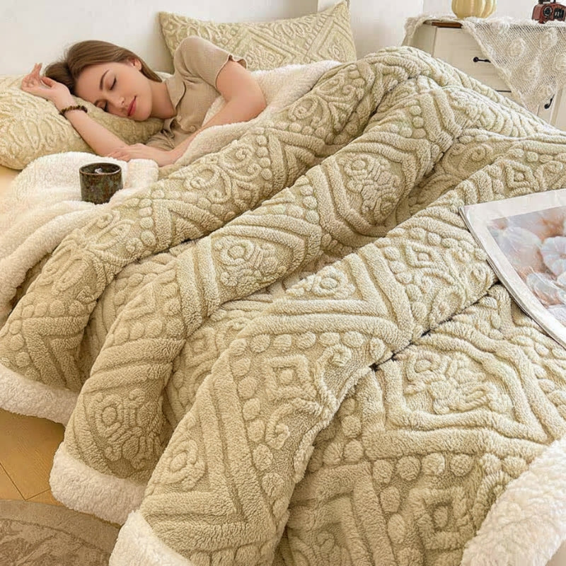 Embossed Weighted Blanket Reversible Fleece Bed Cover in Six Pastel Colourways