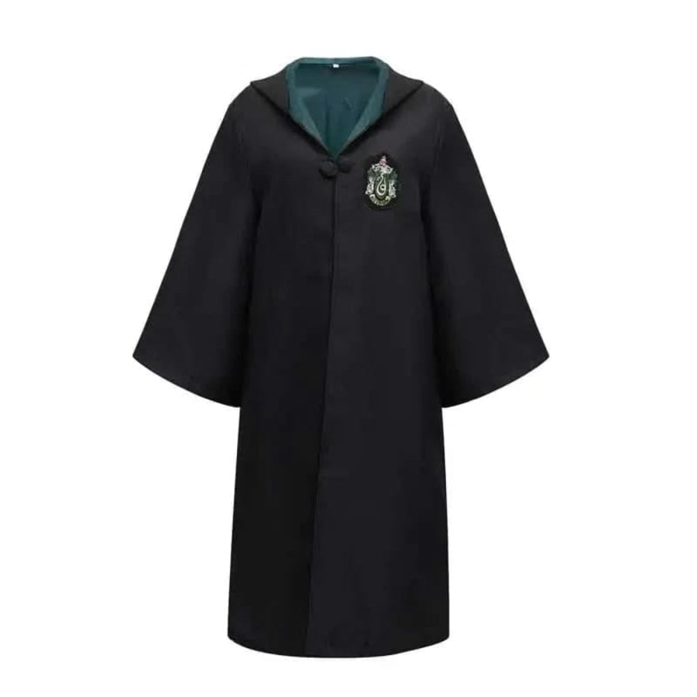 Halloween Costumes Hooded Wizard Robe with Embroidered Crest and Wide Flared Sleeves