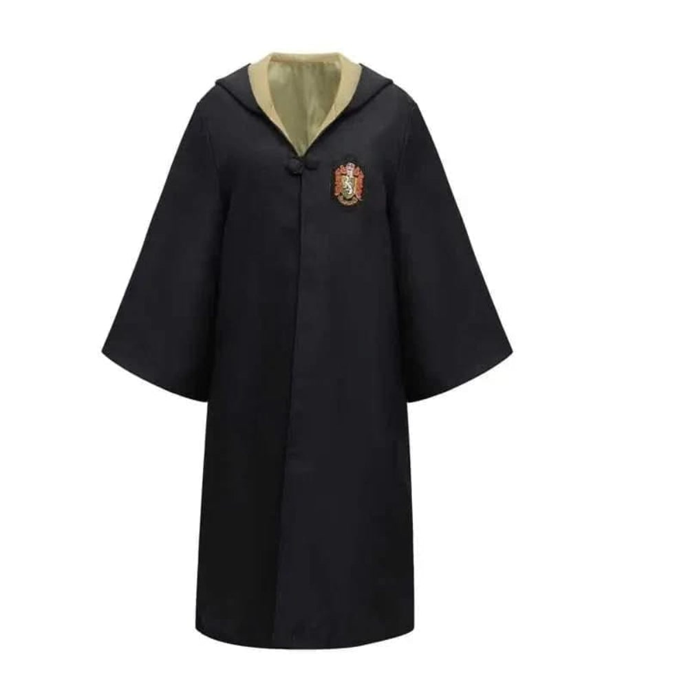 Halloween Costumes Hooded Wizard Robe with Embroidered Crest and Wide Flared Sleeves